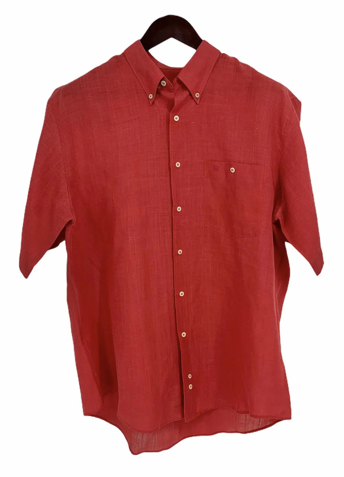 Burberry 🔥 Burberrys red shirt xl vintage linen lino Size US XL / EU 56 / 4 - 6 Thumbnail