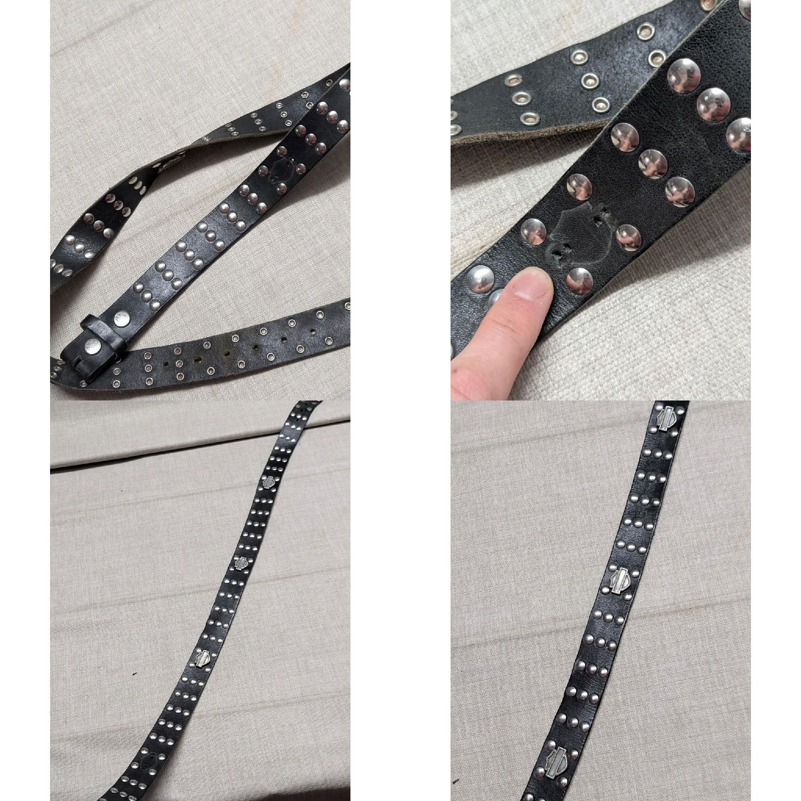 Harley Davidson VINTAGE Harley-Davidson belt 42 leather studded punk western belt Men 42 Black Studded Concho 1990s Size 42 - 8 Thumbnail
