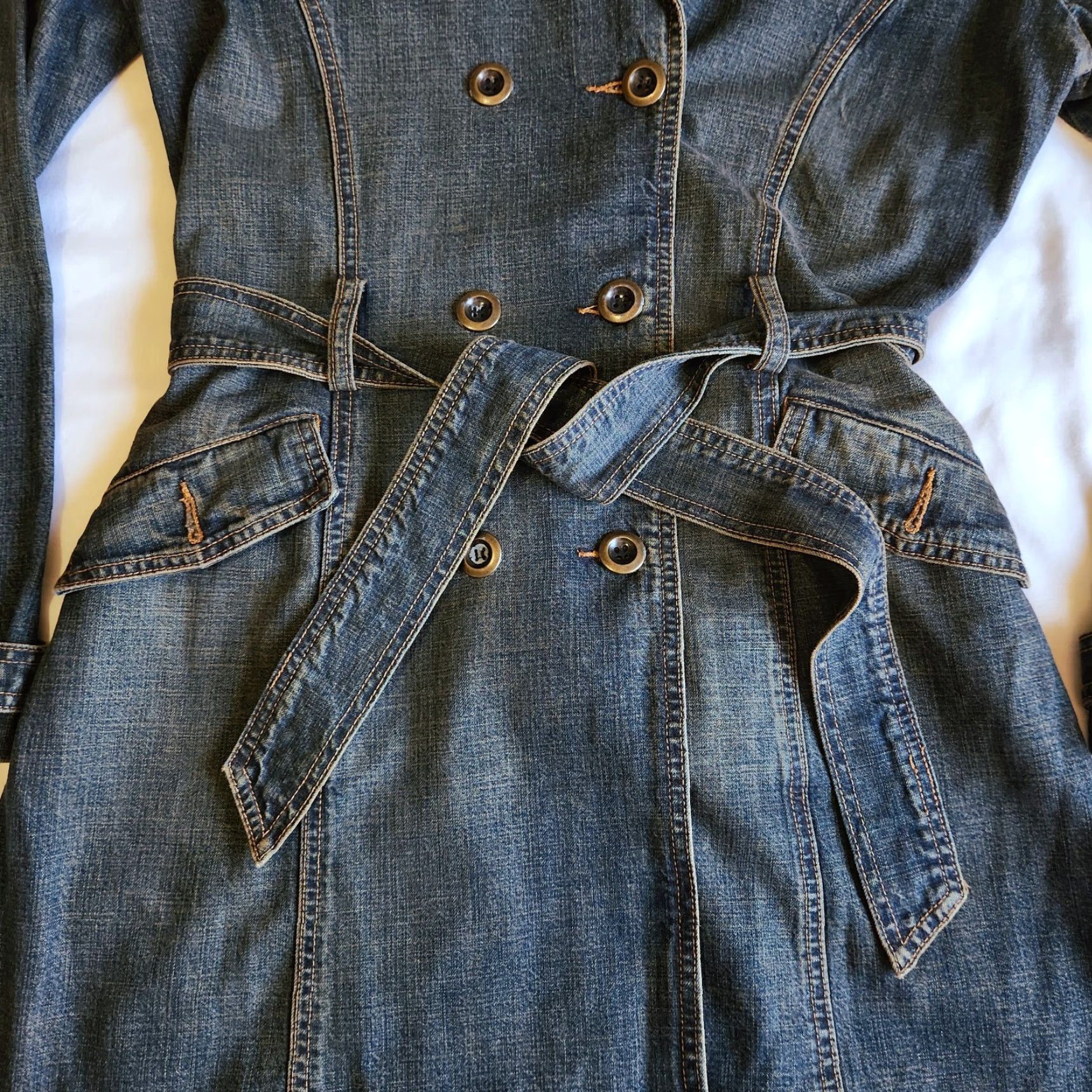 Lucky Brand VINTAGE Lucky Brand Denim Coat 90s Trench Jacket with Belt Women Medium Blue Size M / US 6-8 / IT 42-44 - 3 Thumbnail