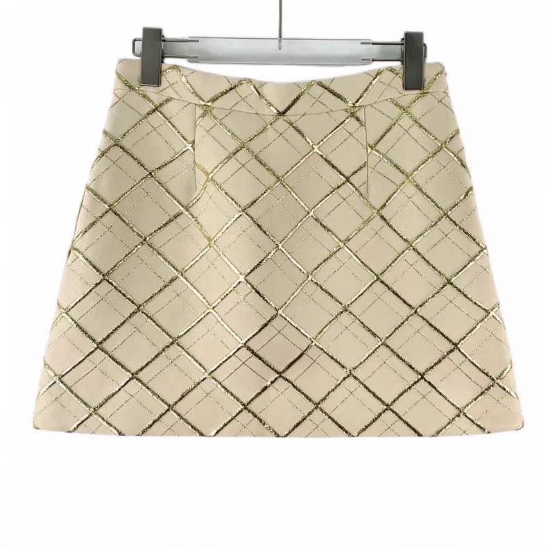 Valentino Valentino Light yellow diamond checkered gold thread wool Size S / US 4 / IT 40 - 2 Thumbnail