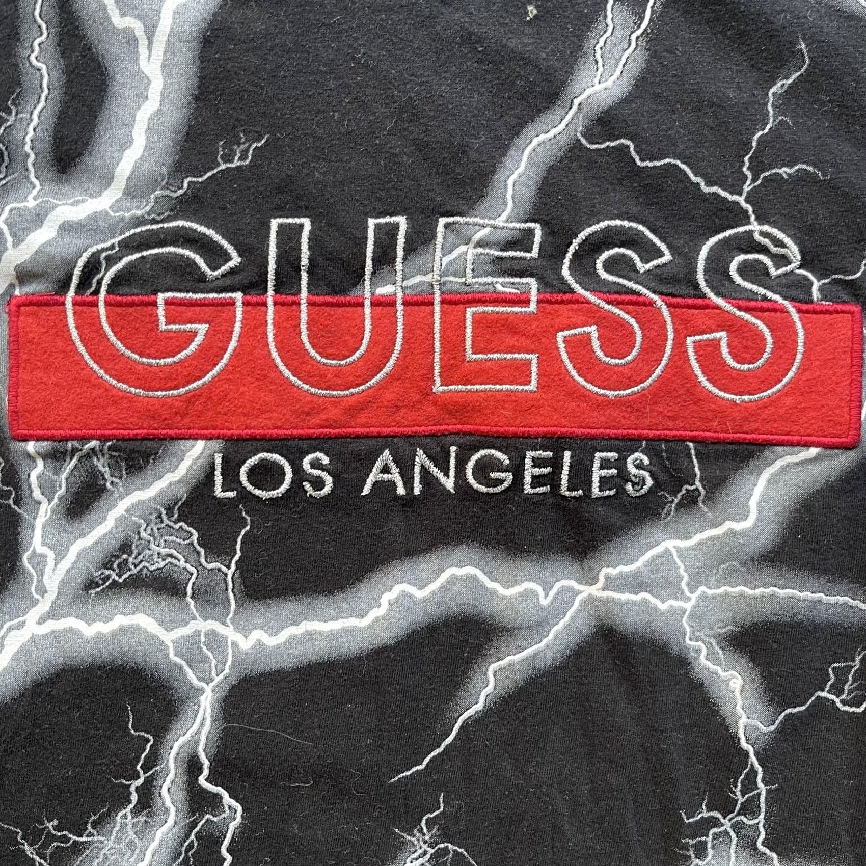 Guess Guess Shirt Mens XL Black Lightning Graphic Los Angeles Logo Streetwear Size US XL / EU 56 / 4 - 2 Thumbnail