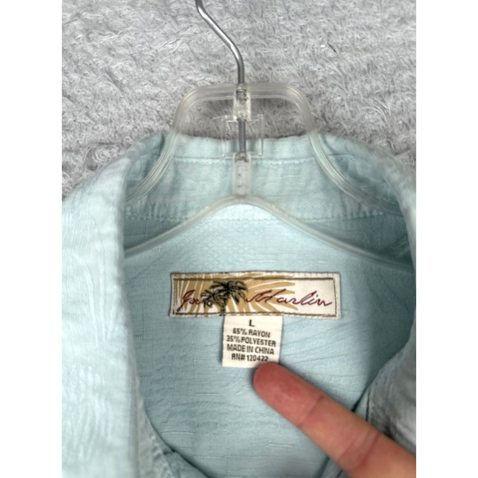 Vintage Joe Marlin Shirt Men L Blue Floral Palm Rayon Blend Hawaiian Embroidered Button-Up Size US L / EU 52-54 / 3 - 7 Thumbnail