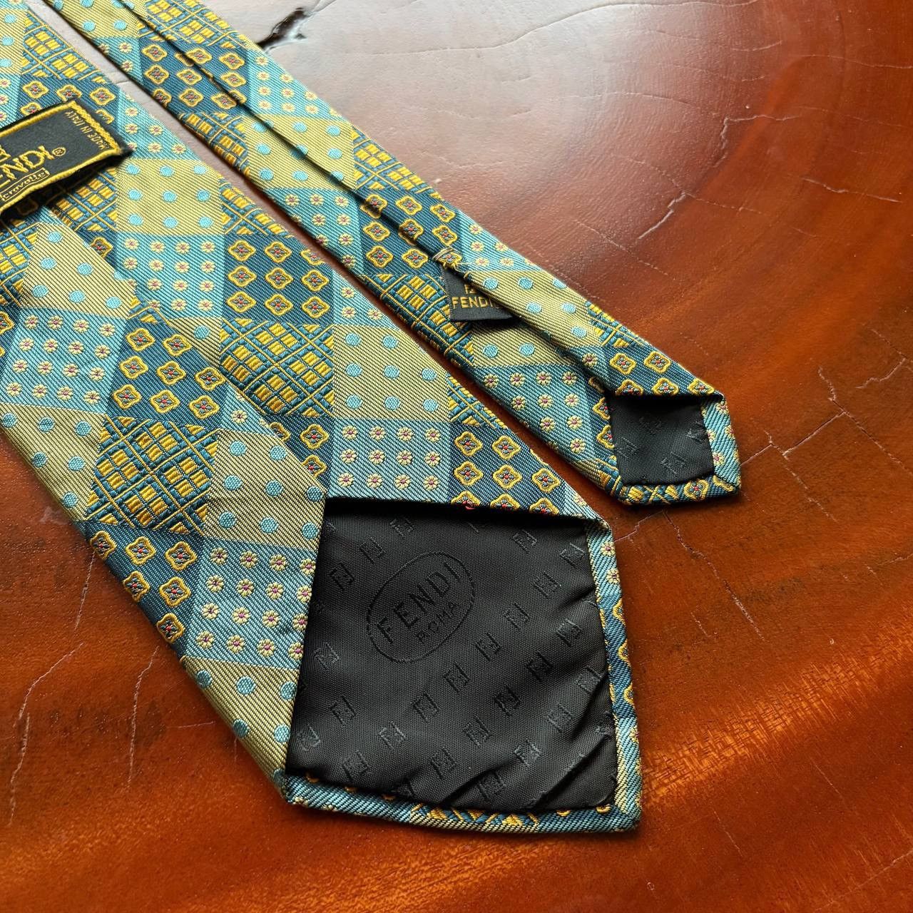 Fendi Vintage Fendi Silk Neck Tie Geometric And Floral Pattern Size ONE SIZE - 5 Thumbnail