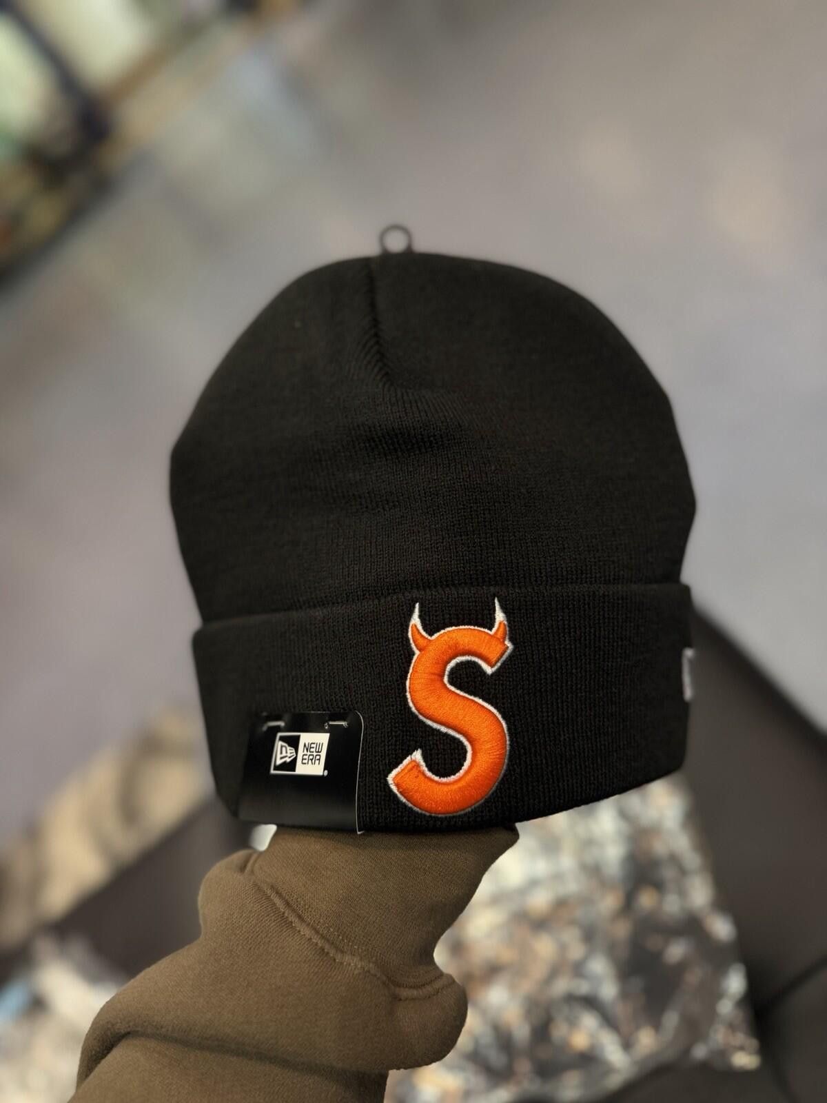 Supreme Supreme New Era Devil S Logo Beanie - Black Orange Stripe Size ONE SIZE - 2 Thumbnail