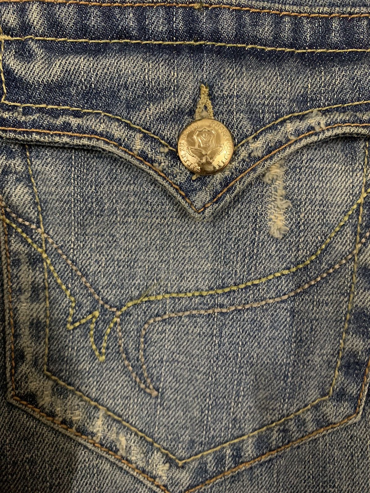 If Six Was Nine Vintage Snuff Mud Wash Splatter Flare Distressed Punk Jeans Size US 32 / EU 48 - 12 Thumbnail