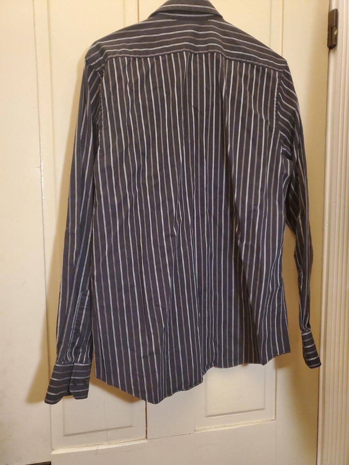 Designer Express 1MX M Stretch Modern Fit LS Black Striped M 15-15.5 Size 38R - 5 Thumbnail
