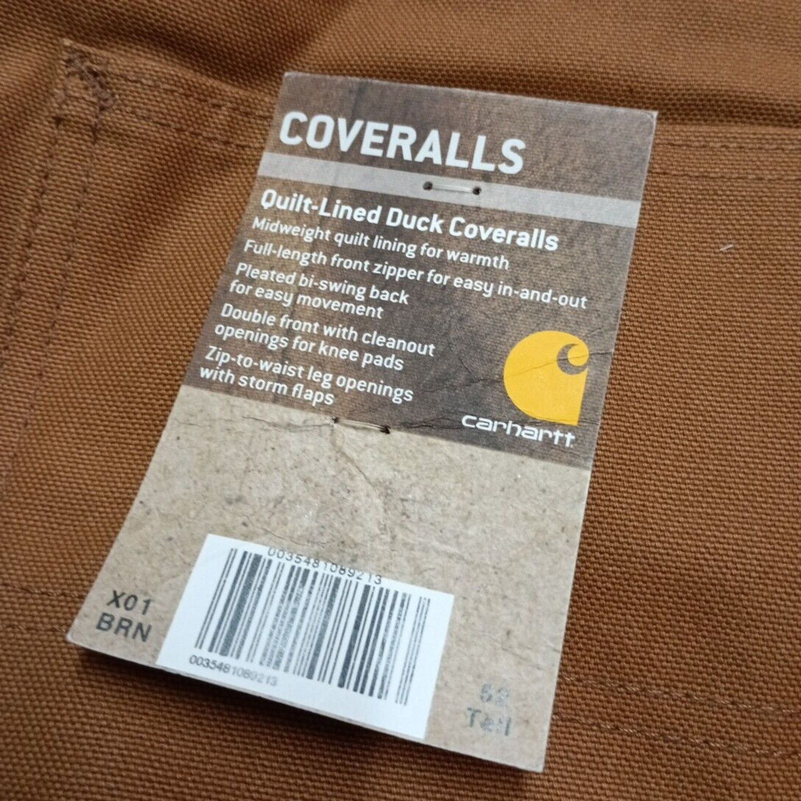 Carhartt Carhartt Mens Quilt Lined Duck Coveralls Zip 52 Tall Brown Size US 44 / EU 60 - 8 Thumbnail