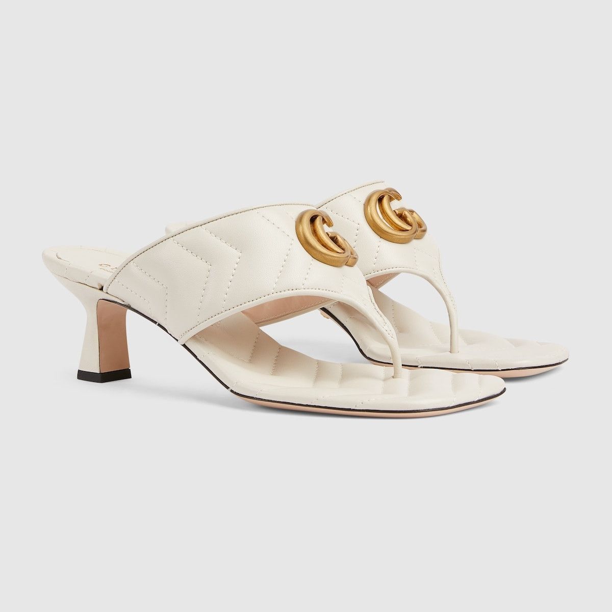 Gucci Double G Leather Thong Sandal White, Women's (Size 7)