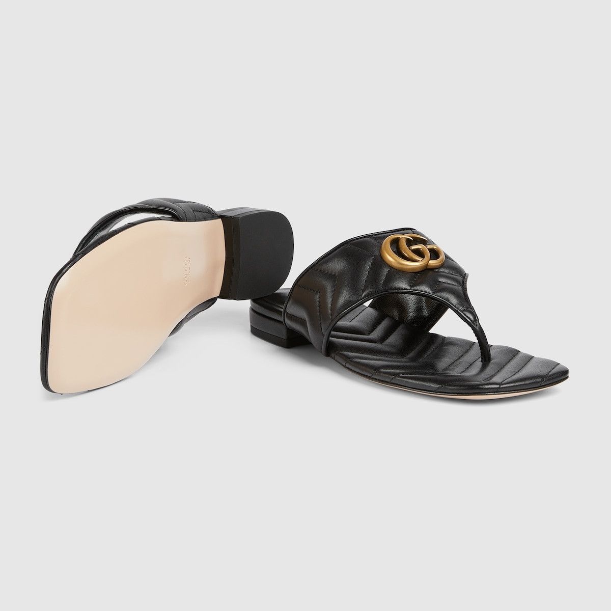 Gucci o1s1wg110125 Double G Thong Sandals Slippers in Black Size US 7 / IT 37 - 6 Thumbnail
