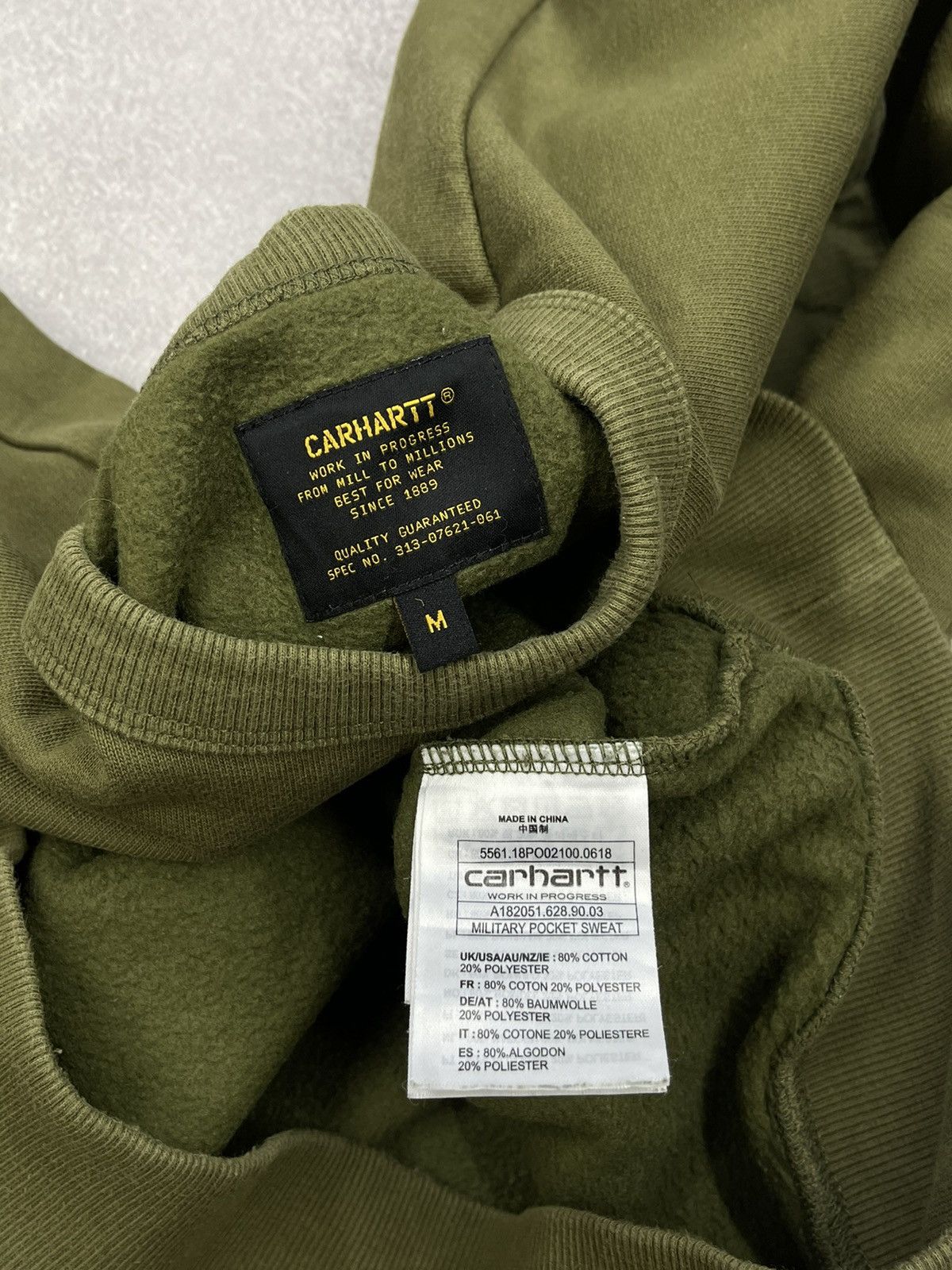 Carhartt Mens Carhartt Military Pocket Sweatshirt Khaki Y2K Size US M / EU 48-50 / 2 - 7 Thumbnail