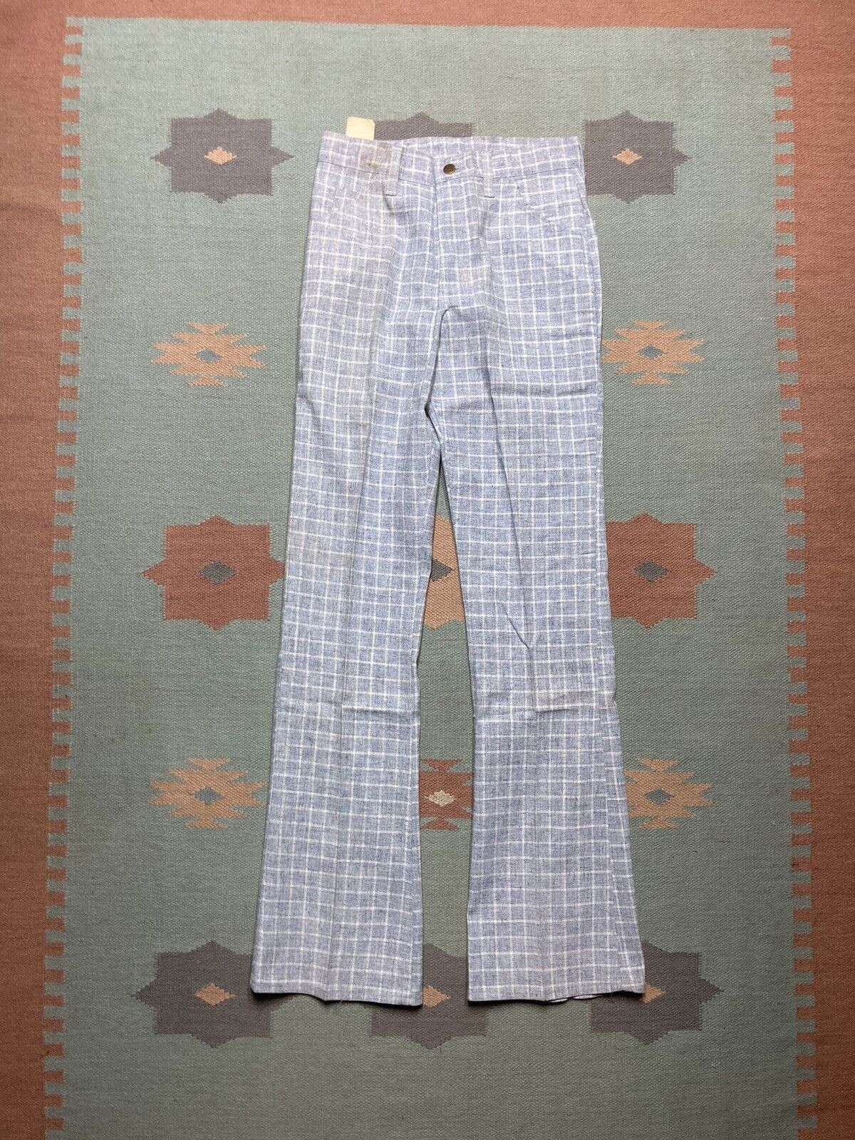 Lee × Vintage VTG 70s lee boot cut flare pants plaid DEADSTOCK sz 16 28x34 Size US 28 / EU 44 - 4 Thumbnail