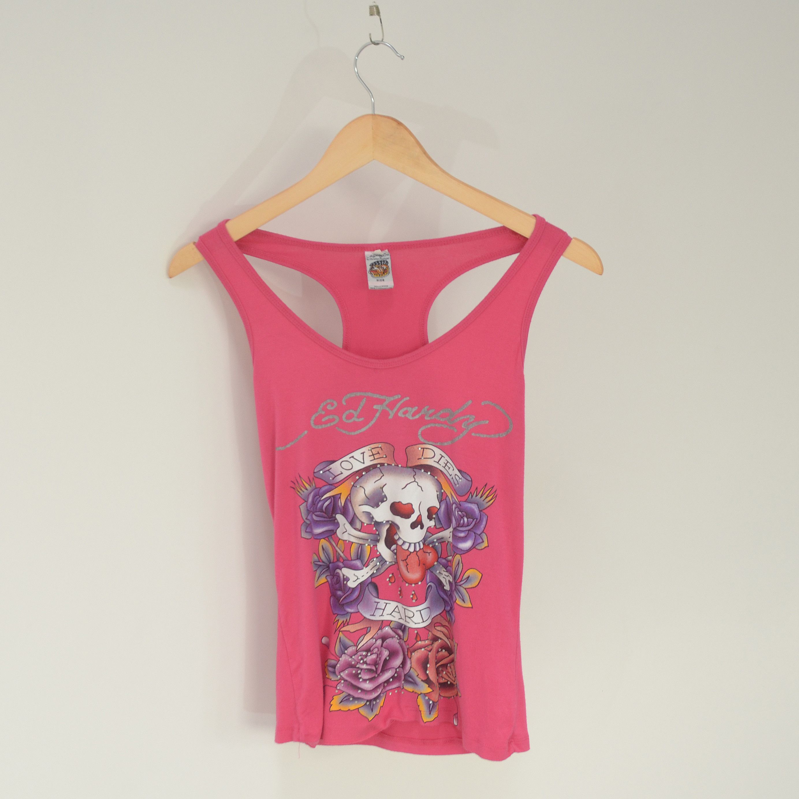 Christian Audigier Ed hardy by Christian Audigier Pink crystals tank top skull Size M / US 6-8 / IT 42-44 - 1 Thumbnail