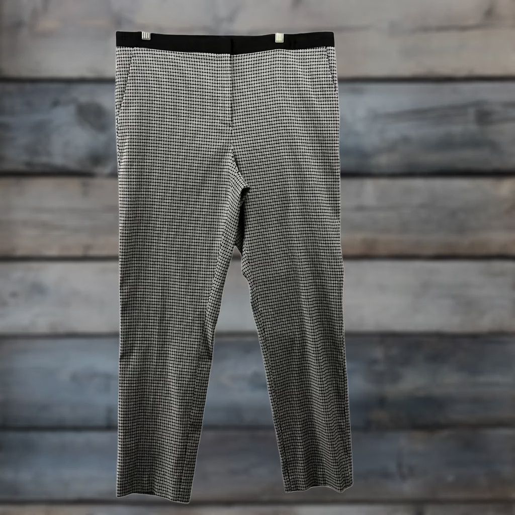 DKNY DKNY Dress Pants Womens 14 Slim Straight Printed Black White Satin Trim Dress Pants Women 14 Black Satin Trim Size 36" / US 14 / IT 50 - 1 Thumbnail