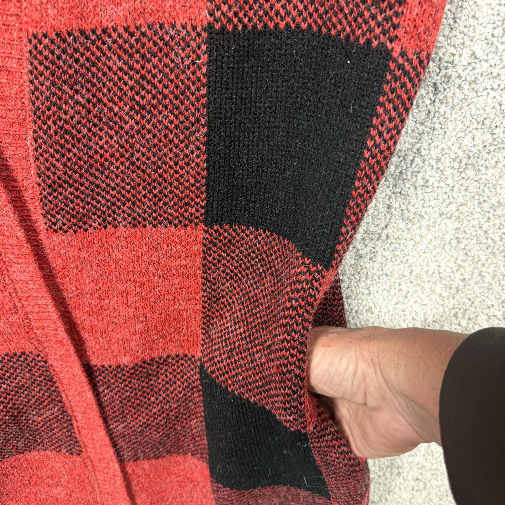 Vintage Monteau Cardigan Sweater Womens M Red Black Buffalo Plaid Open Front Cabincore NYC? Size M / US 6-8 / IT 42-44 - 6 Thumbnail
