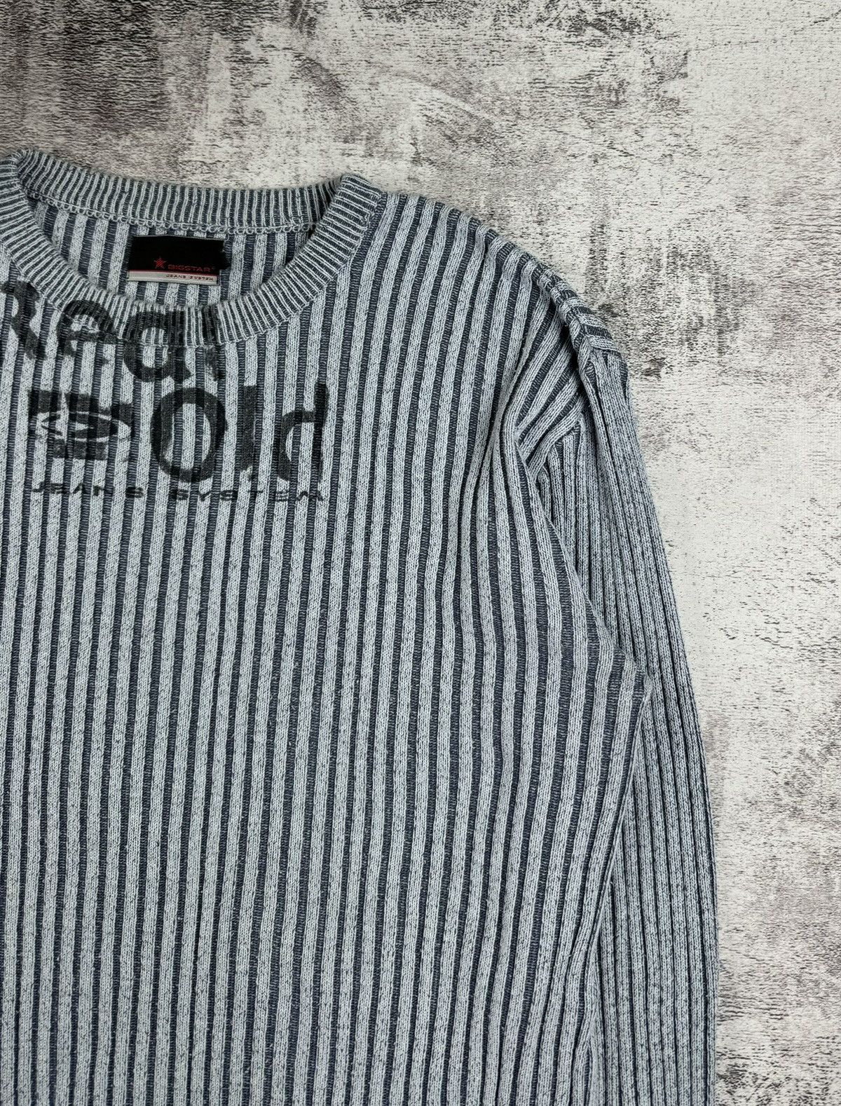 Big Star Japan Bigstar Jeans Striped Abstract Ribbed Knit Sweater Y2K Size US L / EU 52-54 / 3 - 6 Thumbnail