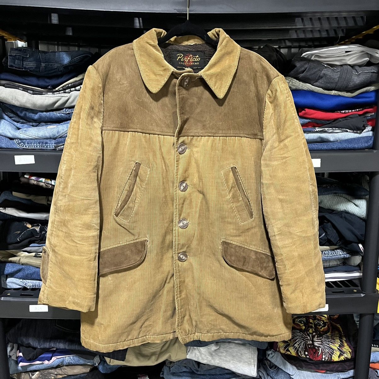 Schott VINTAGE PERFECTO SCHOTT CORDUROY HUTNING JACKET 70s 80s Size US XL / EU 56 / 4 - 3 Thumbnail