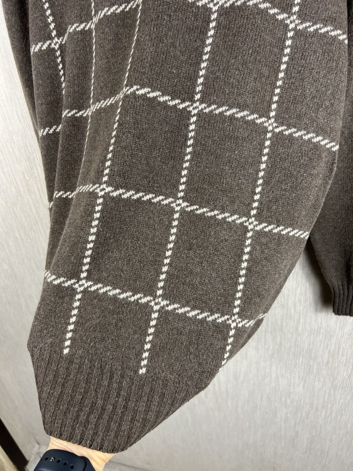 Balmain Vintage 90s Balmain wool checkered knit sweater cord knitted Size US M / EU 48-50 / 2 - 9 Thumbnail