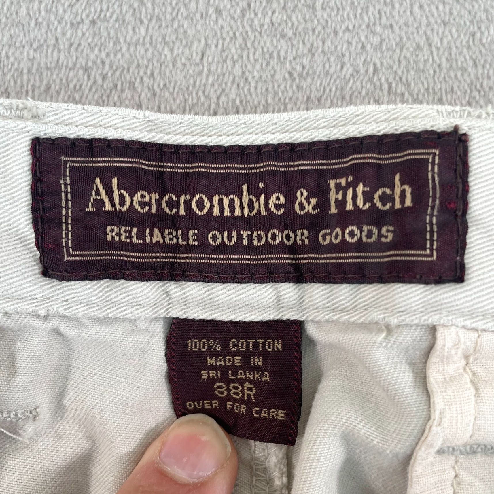 Abercrombie & Fitch VINTAGE Abercrombie & Fitch Cargo Pants Men 38x30 Baggy Military Grunge 90s Ivory Cotton Canvas Pockets Cargo Size US 38 / EU 54 - 2 Thumbnail