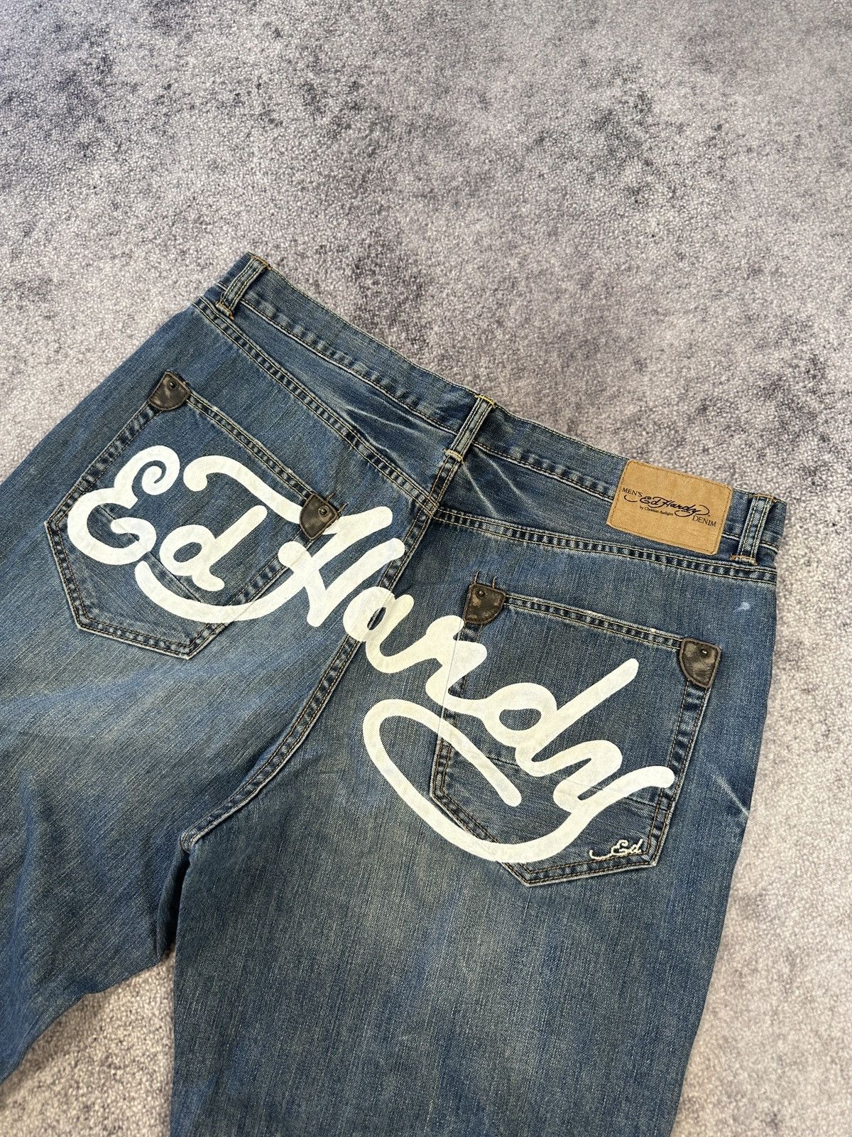 Ed Hardy Y2K Vintage Ed Hardy Denim Shorts Baggy Streetwear Rare XL Size US 37 - 2 Thumbnail