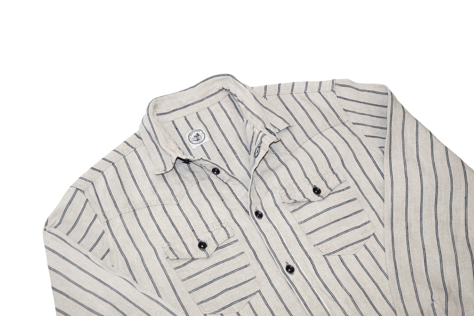 Japanese Brand IMjiT35020 Manufactus Srl Woven Raw Linen 18oz Western Shirt Size US XL / EU 56 / 4 - 6 Thumbnail