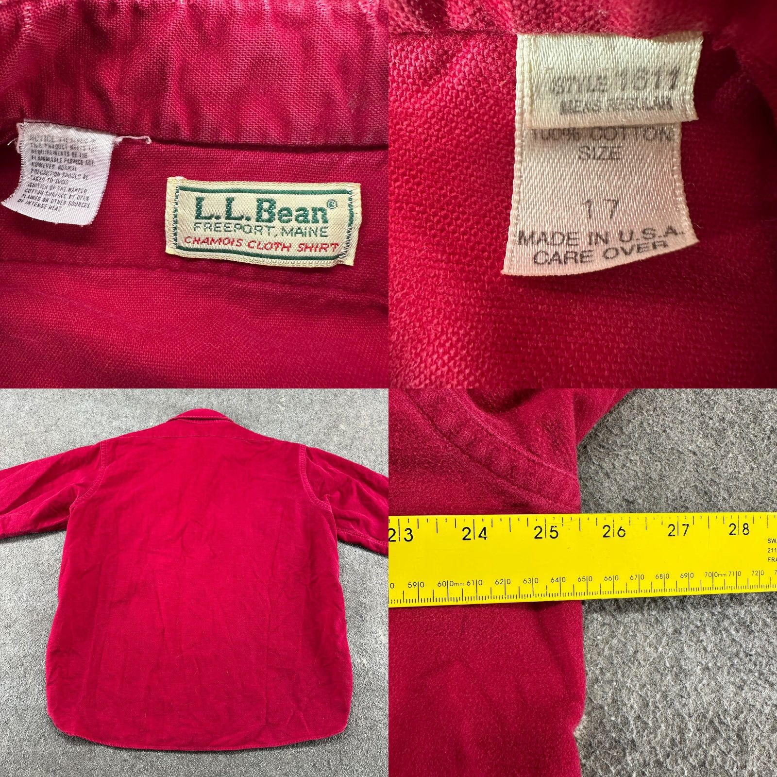 Vintage VINTAGE L.L. Bean Shirt Mens 17 Red Button-Up Long Sleeve Flannel USA 90s Thread: Button, Casual, Cotton, Solid, Capable: 90s, USA Size XXL / US 16-18 / IT 52-54 - 8 Thumbnail