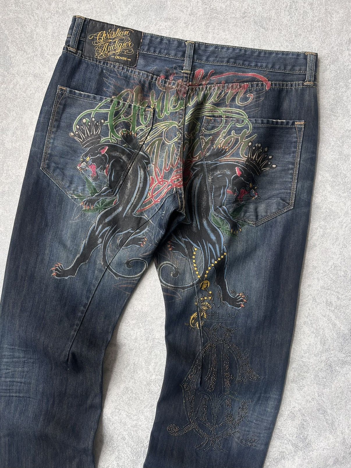 Christian Audigier RARE Y2K Christian Audigier Big Logo Denim Jeans Size US 36 / EU 52 - 9 Thumbnail