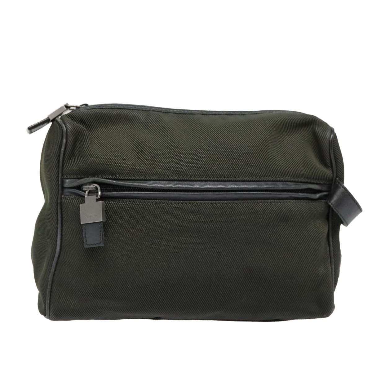 Salvatore Ferragamo Salvatore Ferragamo Clutch Bag Canvas Khaki Silver Size ONE SIZE - 1 Thumbnail