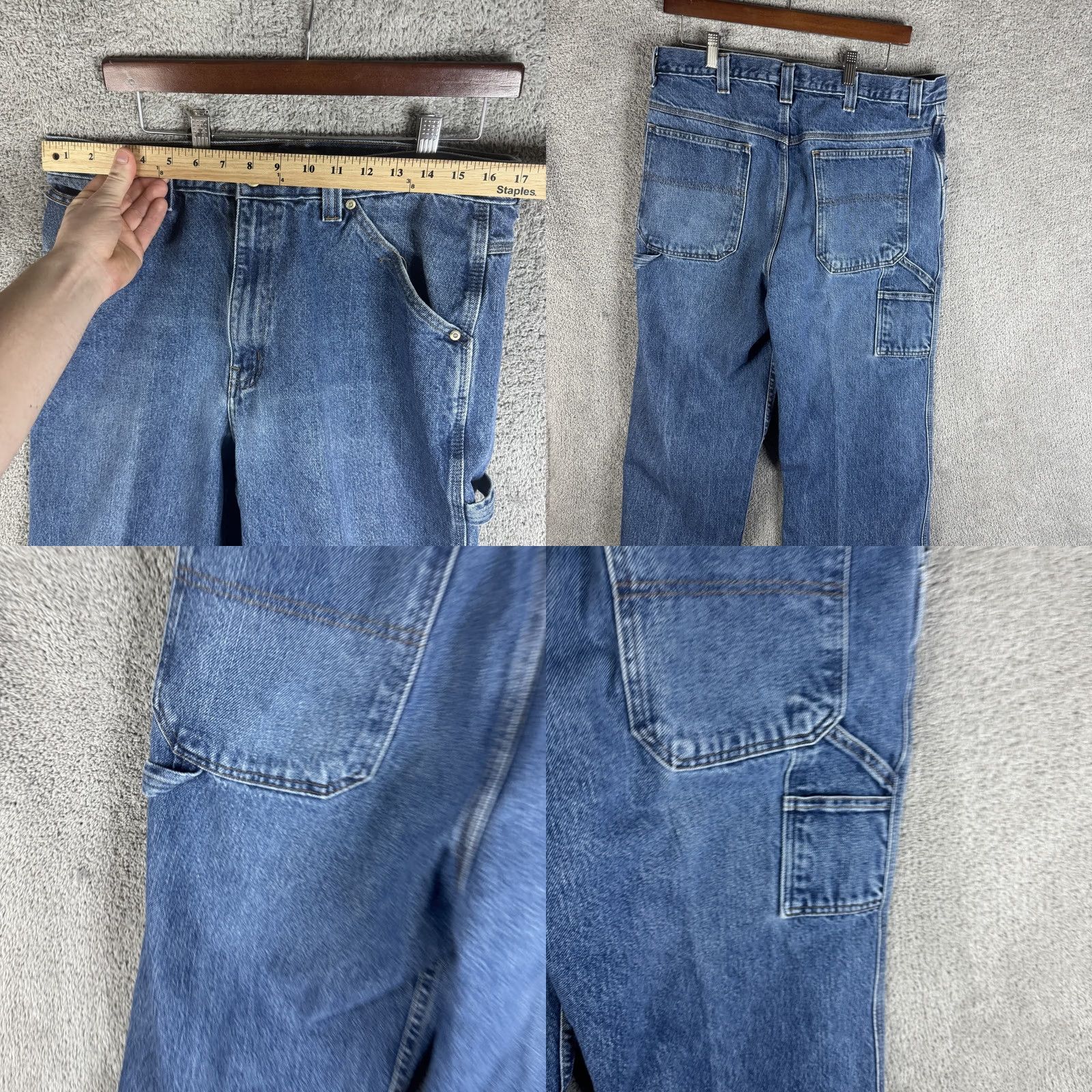 Vintage Cabela's Carpenter Jeans Mens 36x34 Blue Straight Relaxed Denim Workwear 9533 Size US 36 / EU 52 - 8 Thumbnail