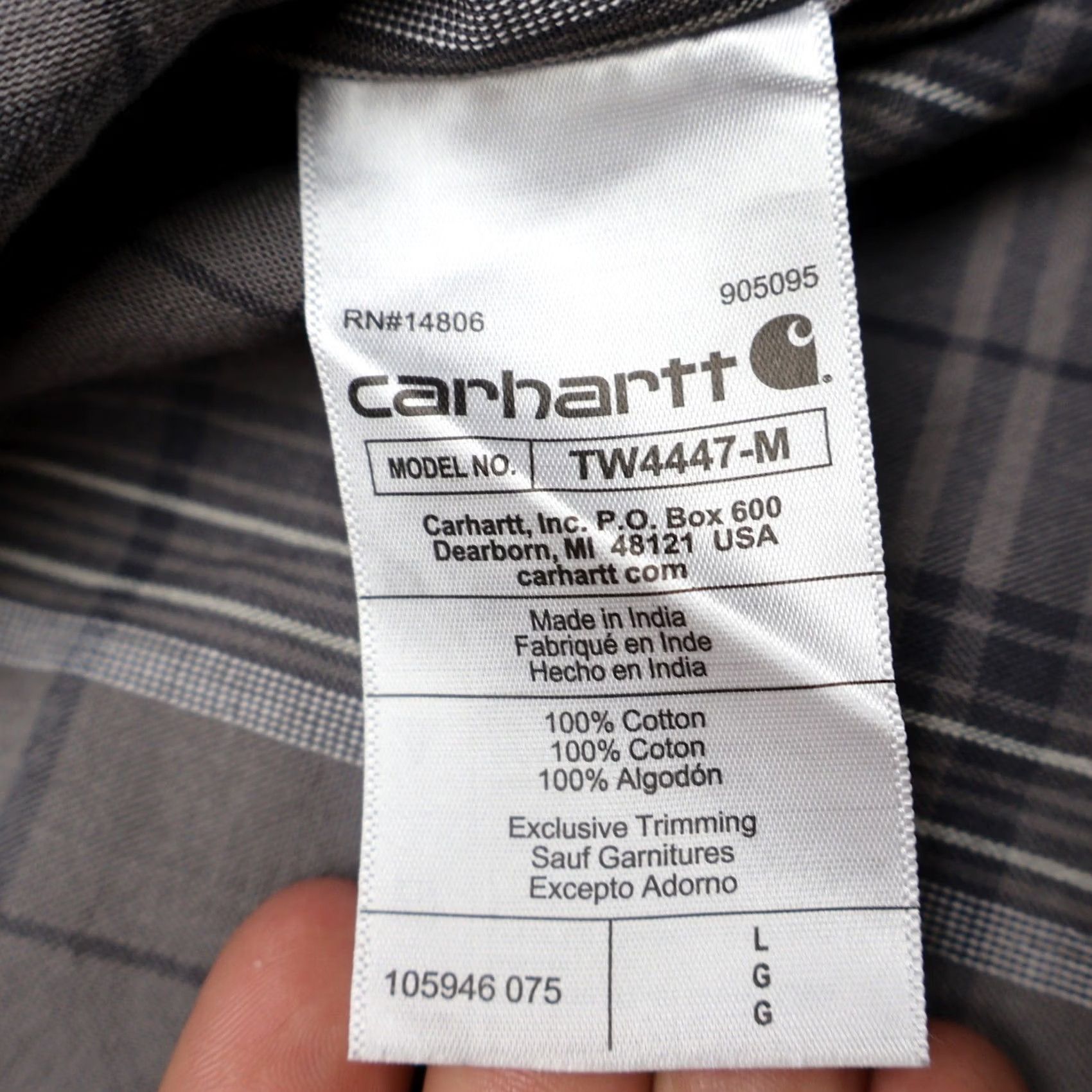 Carhartt Carhartt Shirt Mens Large Black Plaid Loose Fit Midweight Chambray Long Sleeve Size US L / EU 52-54 / 3 - 6 Thumbnail