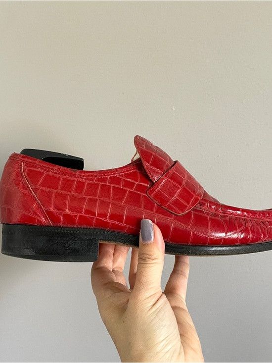 Patrick Cox Vintage 90s Wannabe Patrick Cox Red Croc Leather Loafers Size US 8.5 / IT 38.5 - 6 Thumbnail