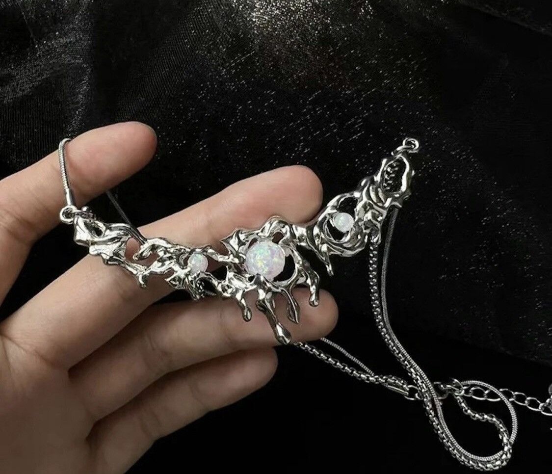 Jewelry Crystal Ball Silver Star Chain Necklace Size ONE SIZE - 3 Thumbnail
