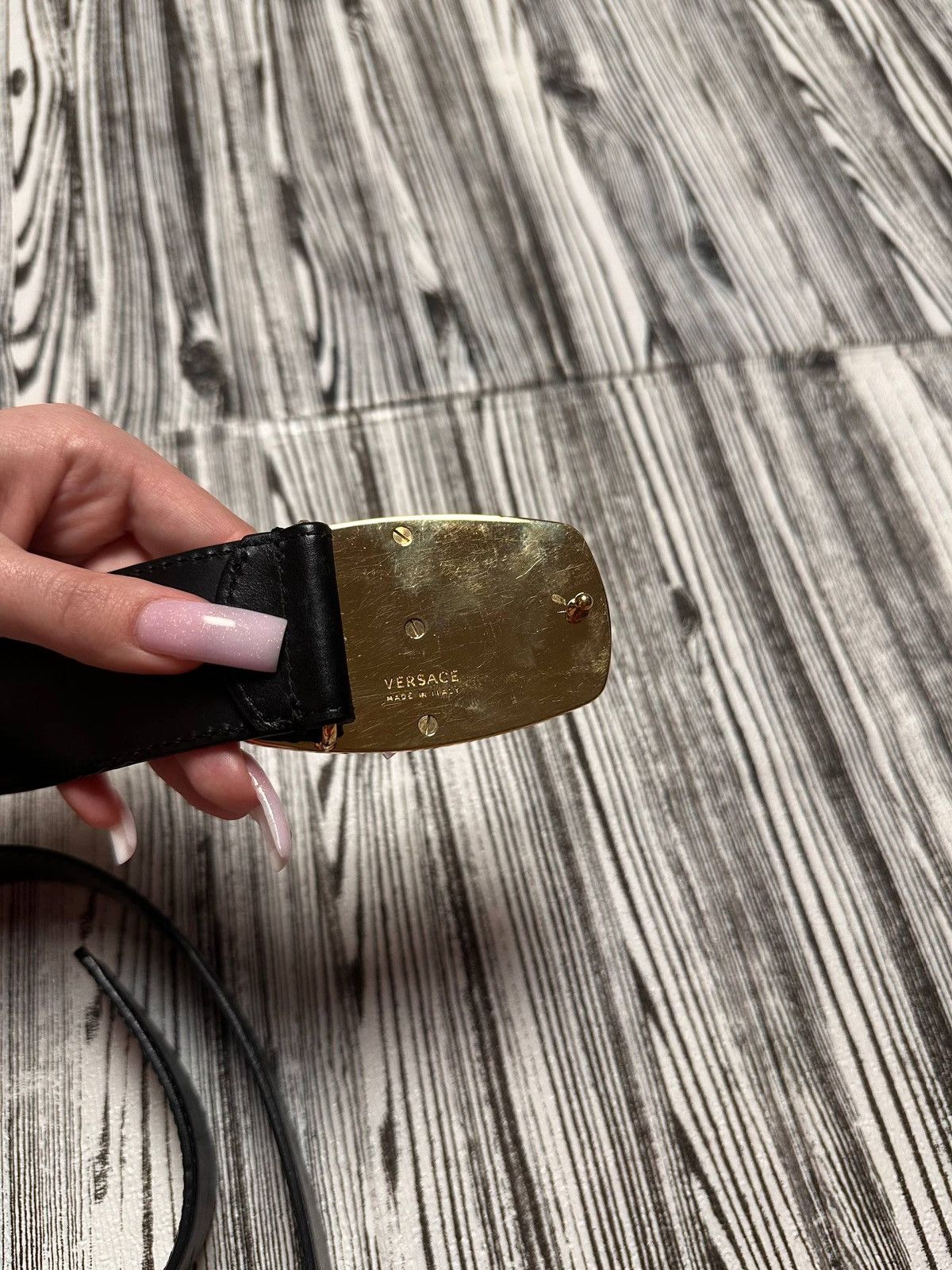Versace Rare Versace Black Classic Leather Belt Gold Medusa Buckle Size ONE SIZE - 4 Thumbnail