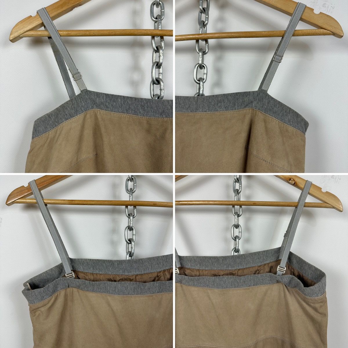 Brunello Cucinelli Vintage Brunello Cucinelli Suede Leather Strappy Midi Dress Size M / US 6-8 / IT 42-44 - 13 Thumbnail