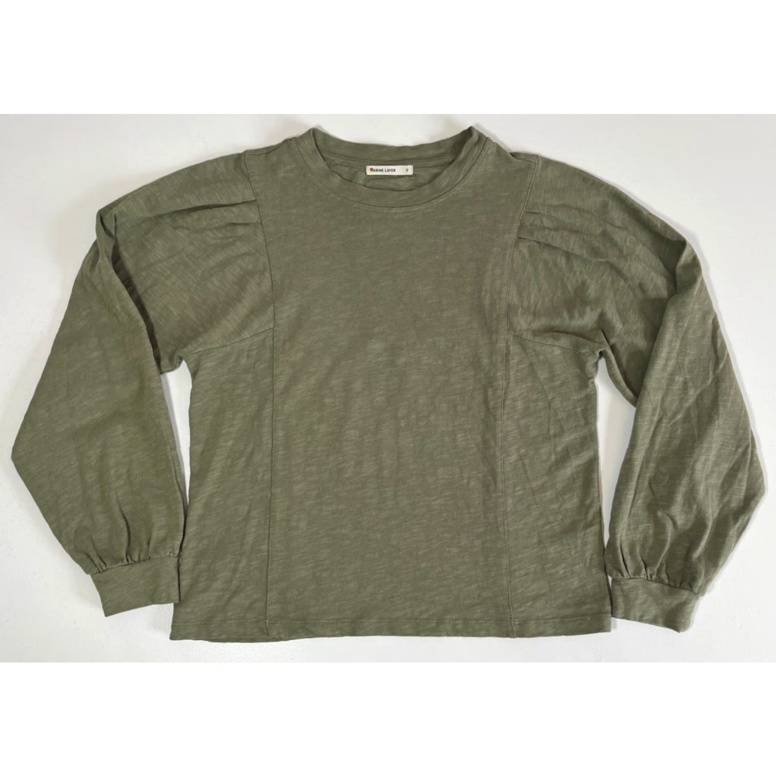 Marine Layer VINTAGE Women's Marine Layer Long Sleeve Top Shirt Adult Small Green Cotton 100% - Classic Lightweight Crew Neck Pullover T-Shirt Womens Size S / US 4 / IT 40 - 3 Thumbnail