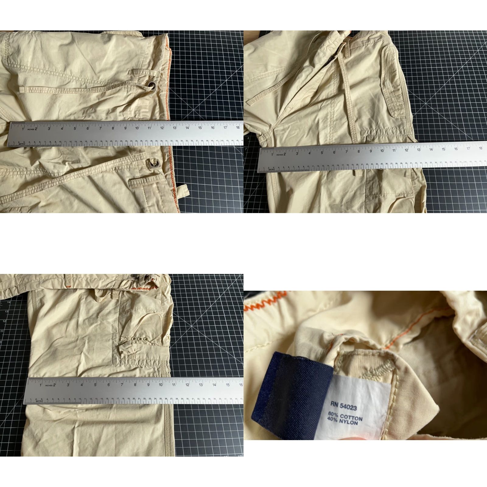 Gap VINTAGE Gap Baggy Parachute Cargo Pants Mens M Beige Nylon 90s Retro Cargo Pocket Straight Inseam 29 Size US 31 - 8 Thumbnail