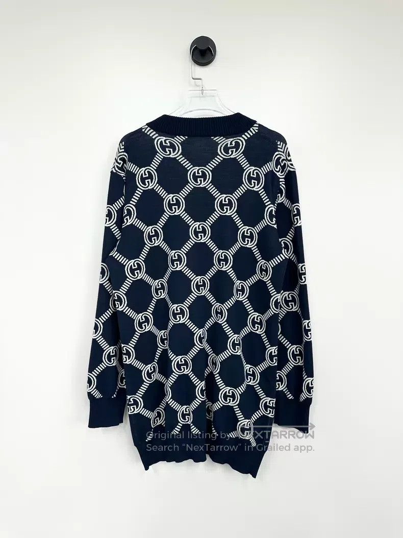Gucci Gucci Dark blue full printed logo double-sided wool knitte Size XS / US 0-2 / IT 36-38 - 2 Thumbnail