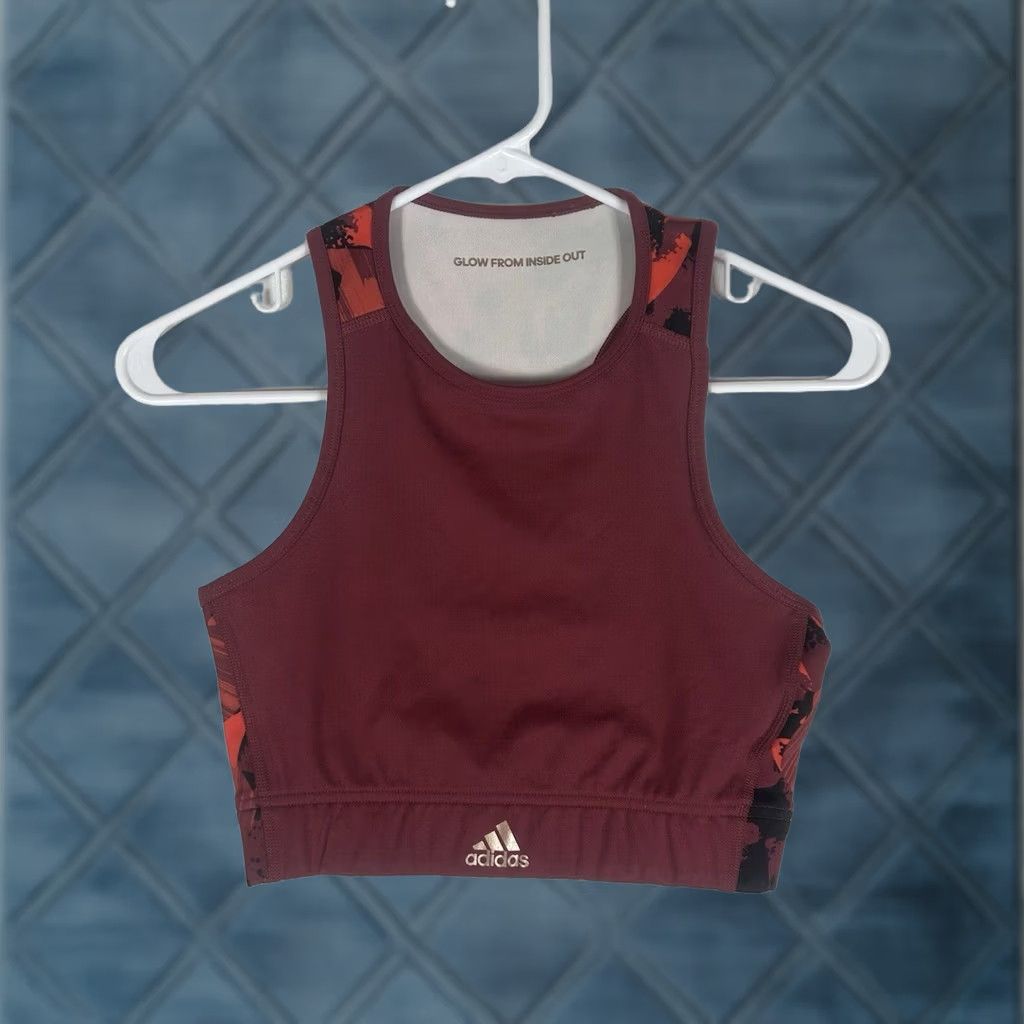 Adidas Adidas Sports Bra Womens XS Red Camo Tank Top Gym Run Casual Support Size XS / US 0-2 / IT 36-38 - 1 Thumbnail