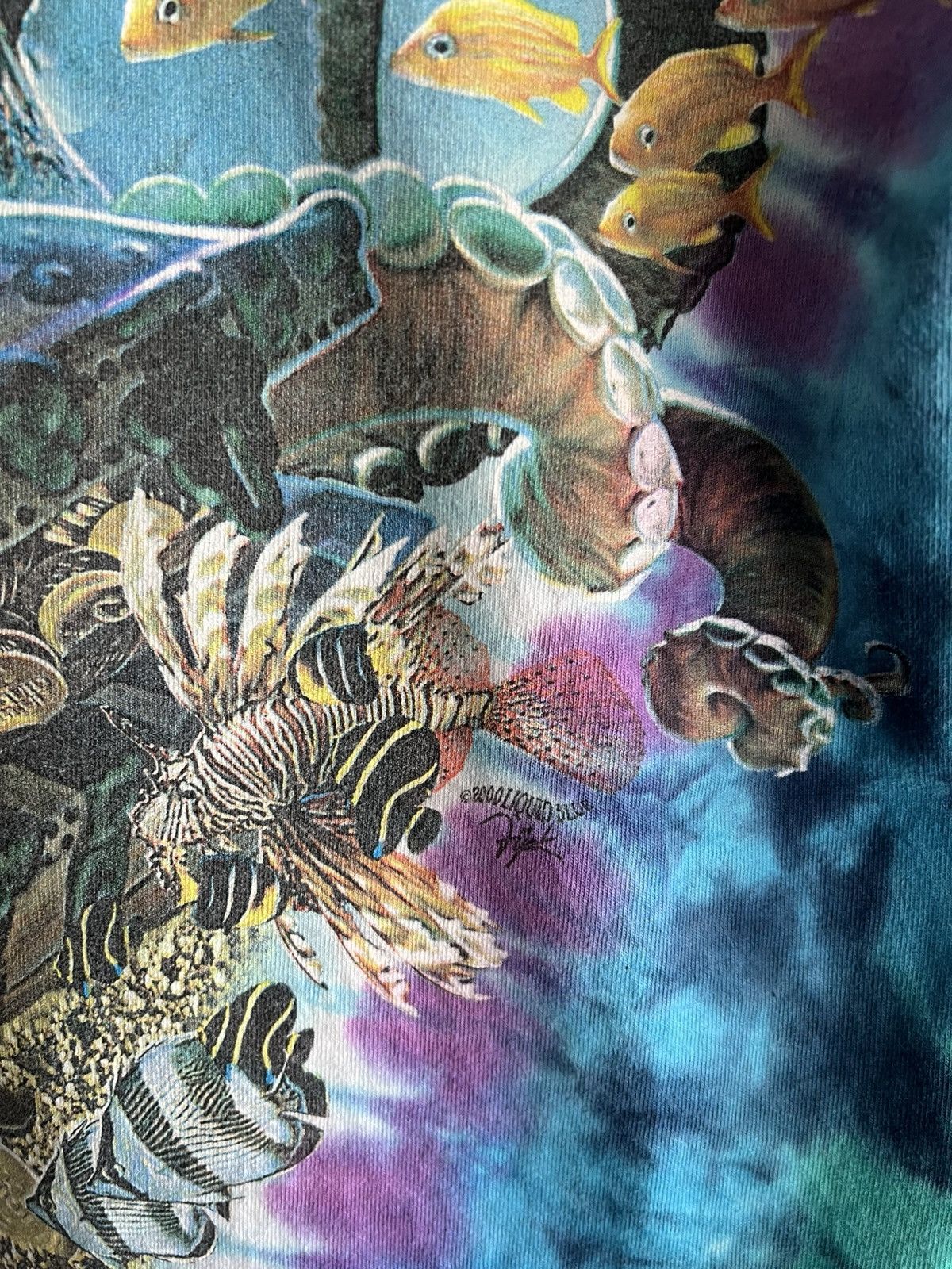 Vintage 2000 Nature Art Tie Dye Sea Ocean Tee Size US M / EU 48-50 / 2 - 5 Thumbnail