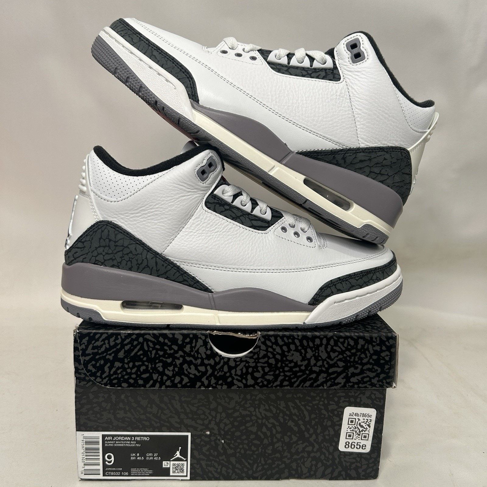 Jordan Brand Nike Air Jordan 3 Retro OG “Cement Grey” Size US 9 / EU 42 - 1 Thumbnail