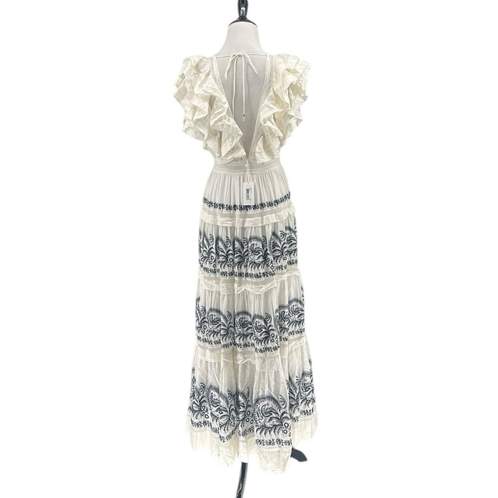 Ulla Johnson Ulla Johnson Marjorie Embroidered Tiered Ruffle Maxi Dress Size XS / US 0-2 / IT 36-38 - 4 Thumbnail