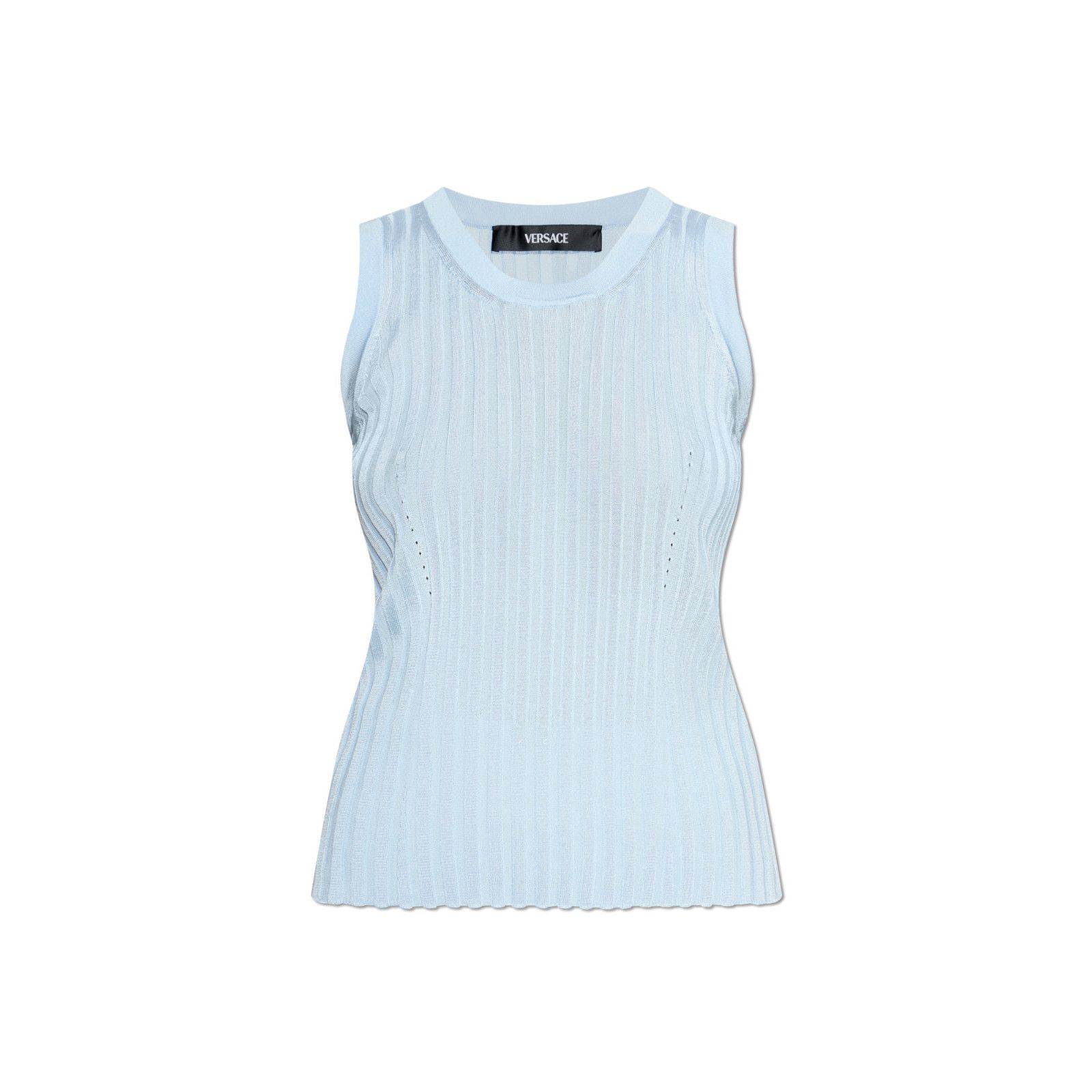 Versace VERSACE Blue Viscose Ribbed Sleeveless Top New & Authentic ( Size XS / US 0-2 / IT 36-38 - 1 Preview