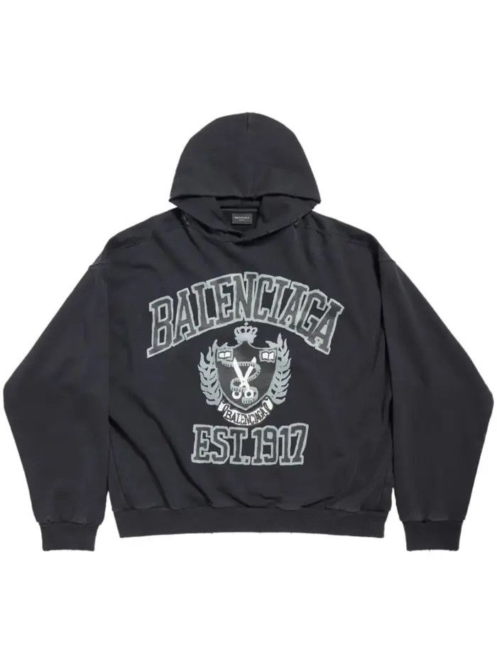 Balenciaga o1srvl11e0526 DIY College Hoodie Medium Fit in Black Size US XXL / EU 58 / 5 - 1 Thumbnail