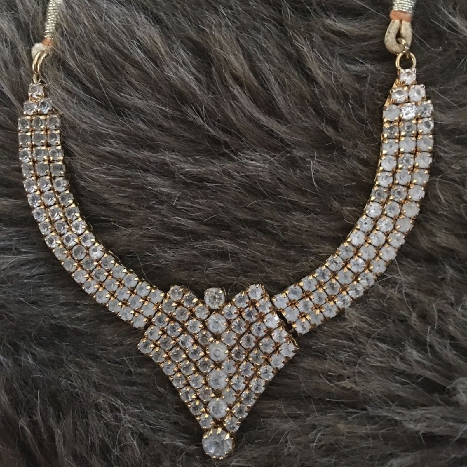 Vintage Vintage rhinestone disc metallic corded necklace Size ONE SIZE - 6 Thumbnail