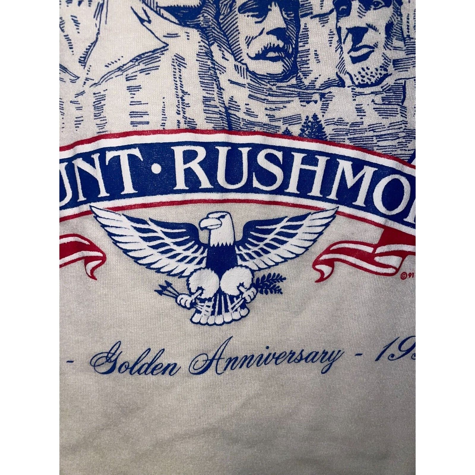 Jerzees × Vintage 1991 Vintage Mount Rushmore Golden Anniversary Graphic Shirt Size US L / EU 52-54 / 3 - 5 Thumbnail