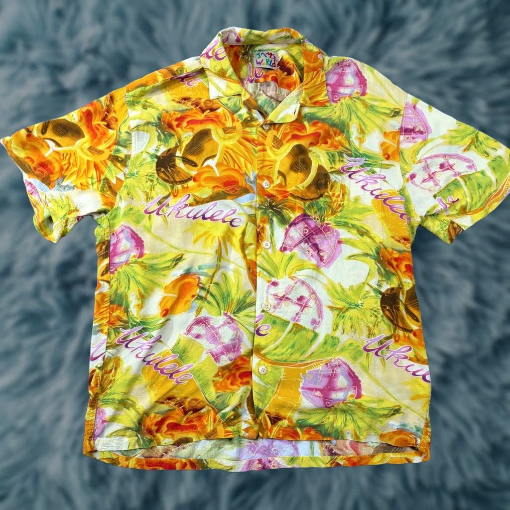 Jams World VINTAGE Jams World Shirt Mens M Kamaka Ukulele Pineapple Rayon Yellow Made Hawaii Size US M / EU 48-50 / 2 - 1 Thumbnail