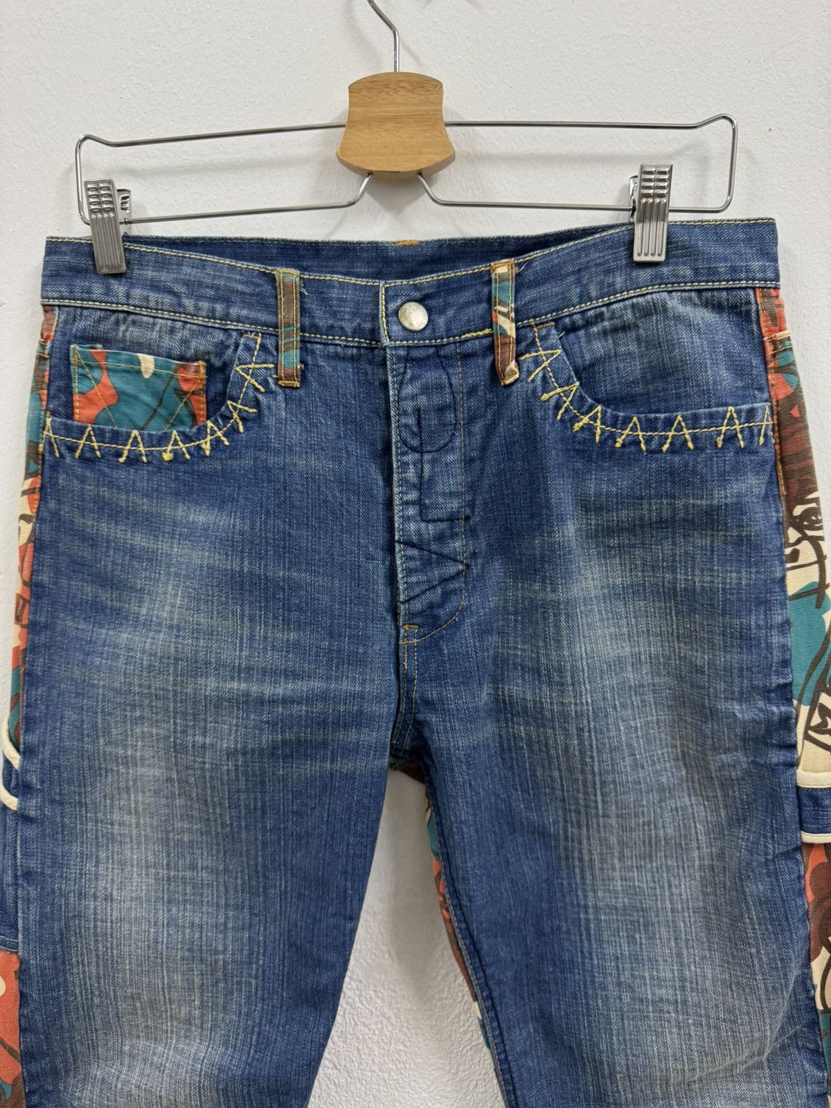 Alexander Lee Chang × Japanese Brand × Vintage Vintage ALEXANDER LEE CHANG Mixed Denim Pants Size US 32 / EU 48 - 4 Thumbnail