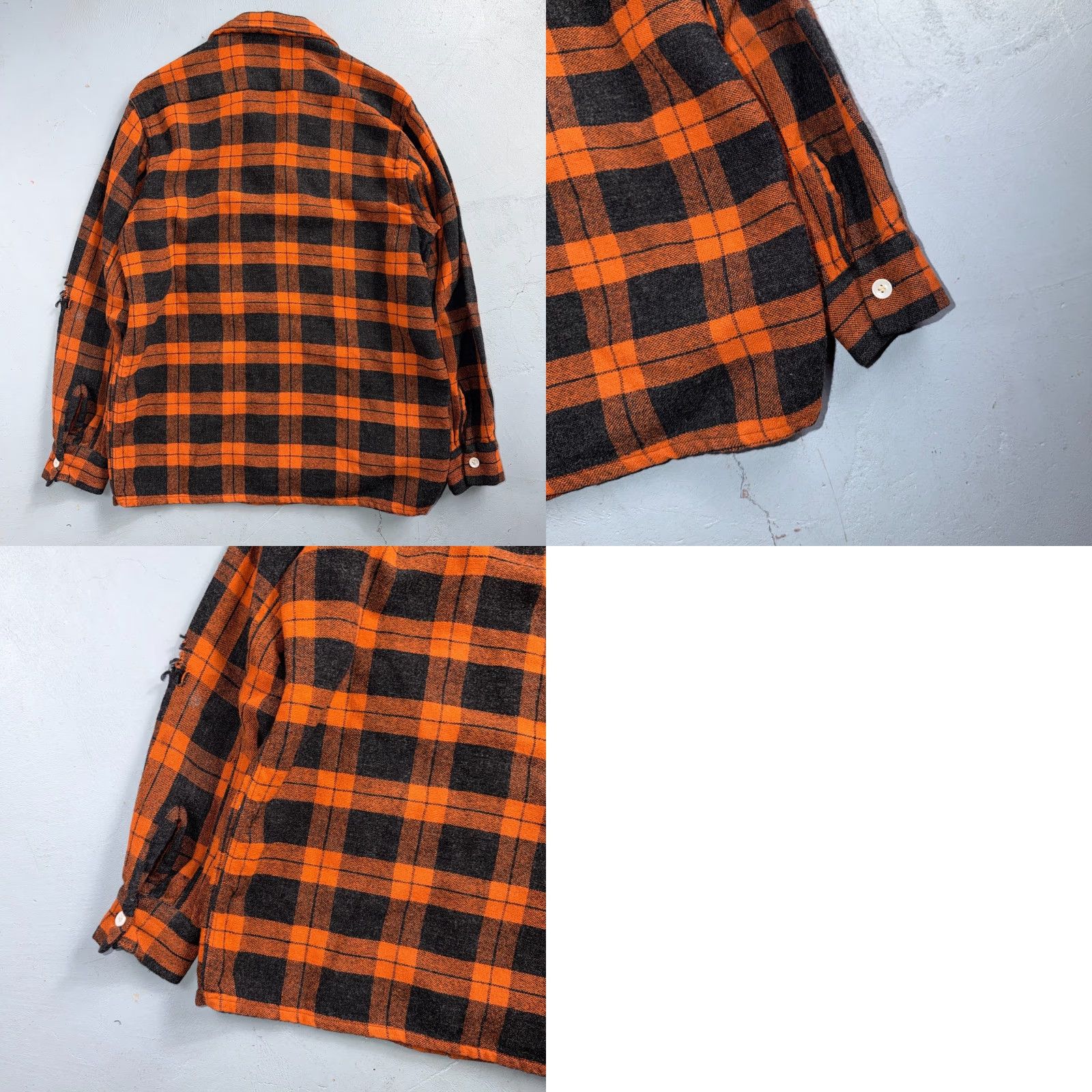 Fruit Of The Loom VINTAGE Fruit of the Loom Shirt Orange Plaid Wool Button Front Collared Rockabilly 50s 70s 1950s Mens M Size US M / EU 48-50 / 2 - 9 Thumbnail