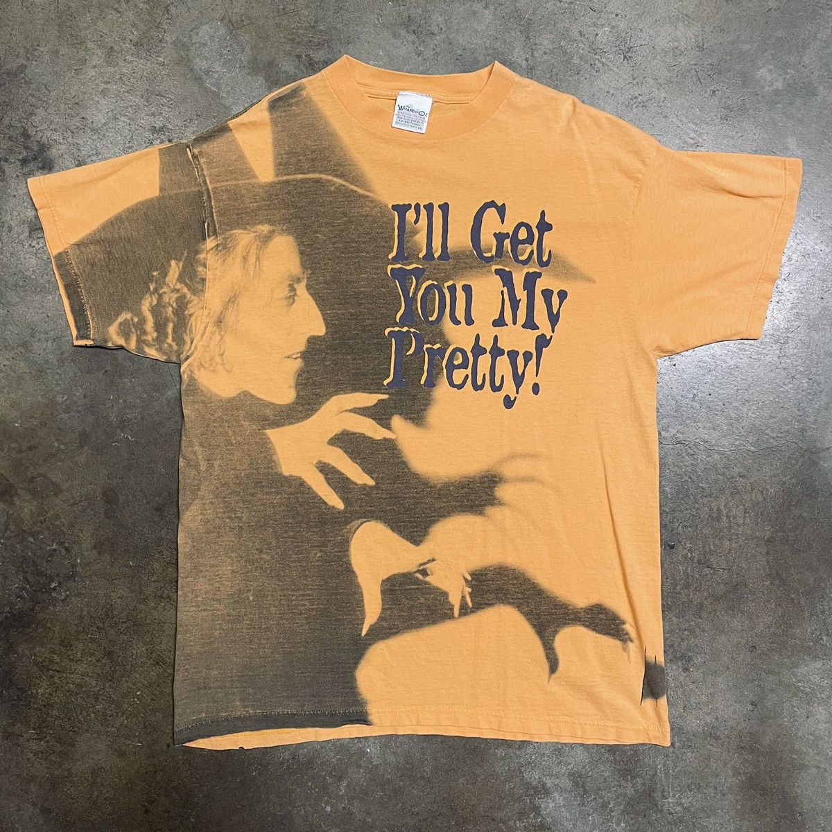 image of Movie x Universal Studios Vintage 1997 Wizard Of Oz “Wicked Witch” Aop T-Shirt in Orange (Size XL)