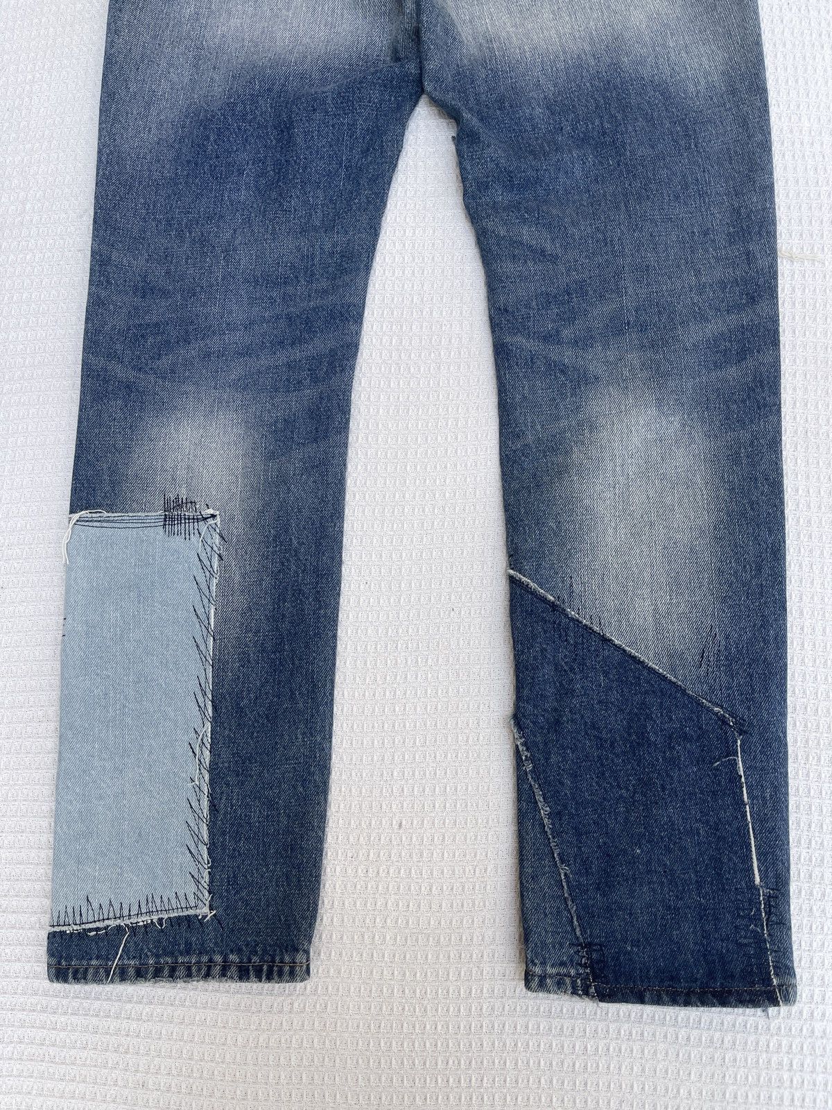 Japanese Brand Rare🔥Japanese Designer 6 Rage Blue Patchwork Jeans Size US 31 - 5 Thumbnail