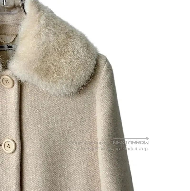 Miu Miu Miu Miu Women's Ivory Cotton Blend Coat . Size L / US 10 / IT 46 - 3 Thumbnail
